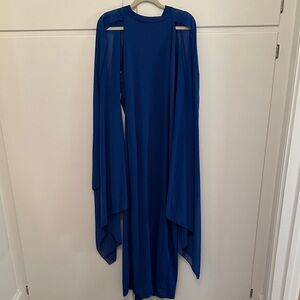 LIKE NEW Mayfasey Evening Gown Split Flare Sleeves Maxi with Cape